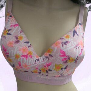 PINK Victoria's Secret Floral Bra - Pink and Purple